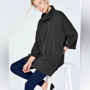 Pure Jill by J.Jill NEW Relaxed Knit Tunic Granite Heather Gray Cowl Neck‎ L